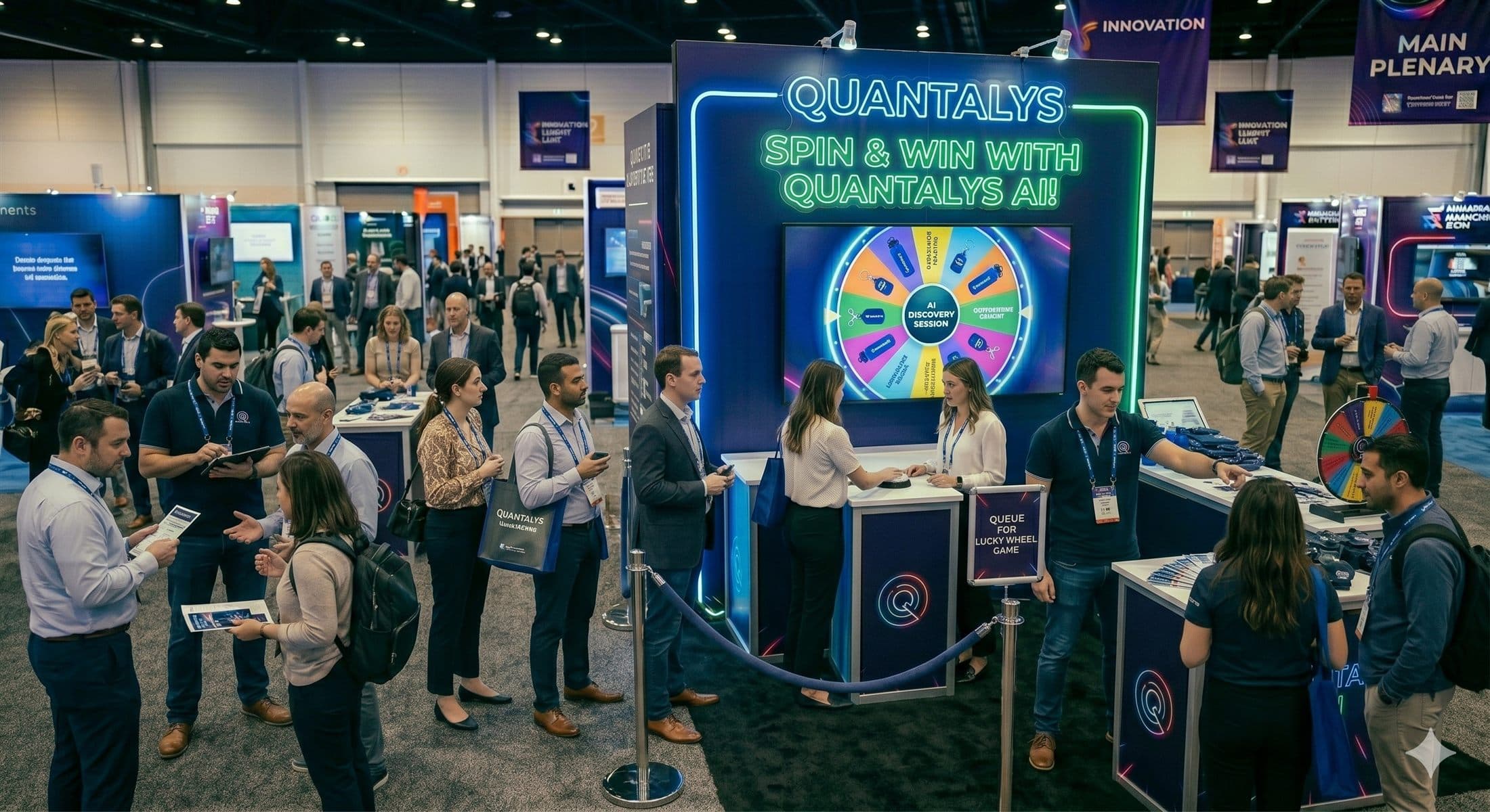 Interactive event booth attracting visitors
